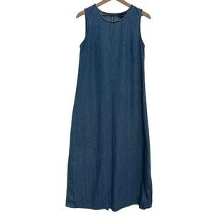 Denim & Co 80's Farmhouse Denim Maxi Dress Women Size M Jumper Soft Cotton Blue